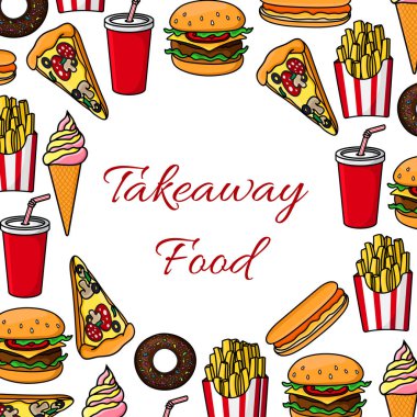 Fast food paket servisi olan restoran vektör poster
