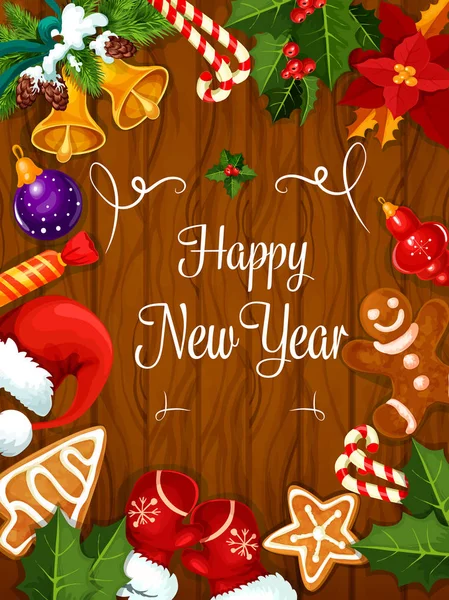 Feliz Año Nuevo mejores deseos cartel — Archivo Imágenes Vectoriales