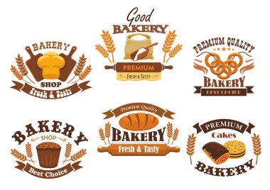 İzole Pastane Dükkanı vektör Icons set