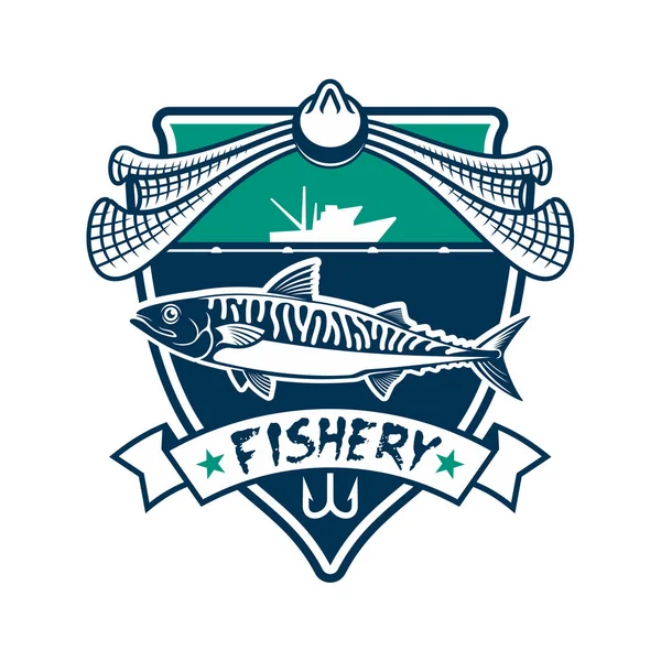 Ícone da pesca. Pesca esporte clube sinal — Vetor de Stock