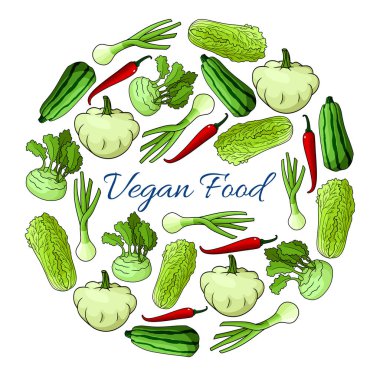 Vegan gıda vektör poster sebzeli