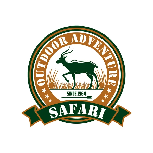 Safari de chasse signe vectoriel club aventure en plein air — Image vectorielle