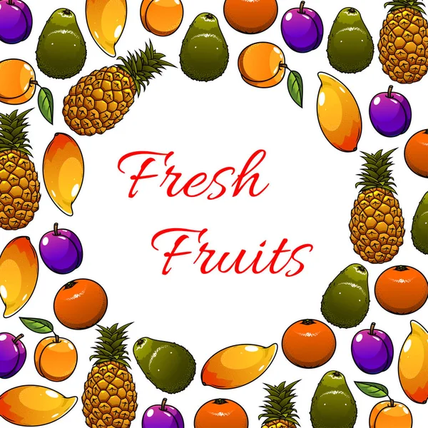 Cartaz de vetor de frutas tropicais frescas — Vetor de Stock