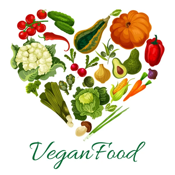 Vegán étel vektor poszter zöldségekkel — Stock Vector
