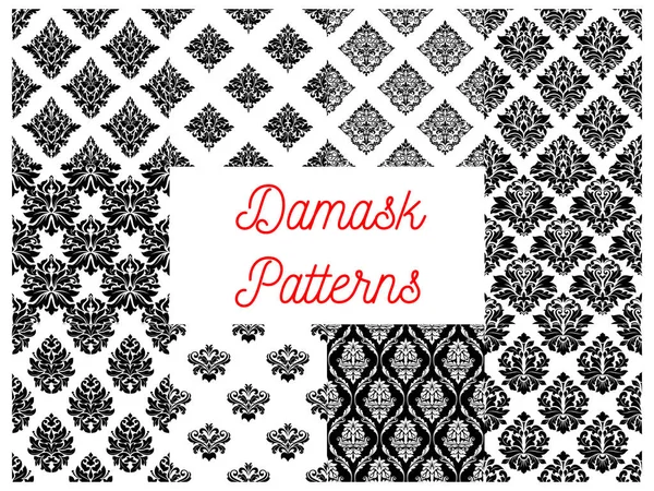 Damask ornate seamless patterns set — Stock Vector