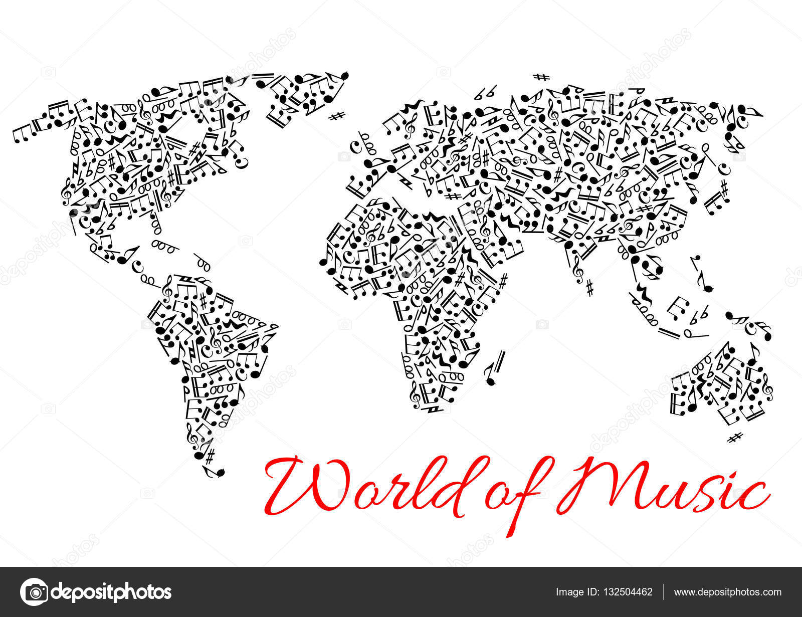 Carte du monde en partition de musique