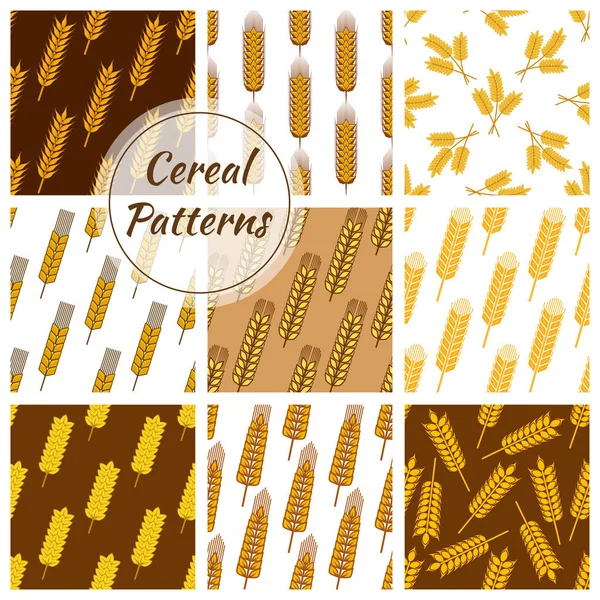 Cereal grain seamless patterns set — Stock Vector