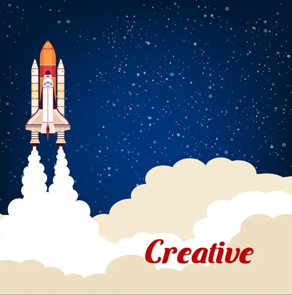 发射一枚火箭首页的创意海报 — 图库矢量图片