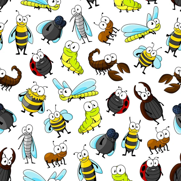 Insekten und Käfer nahtlose Muster Hintergrund — Stockvektor