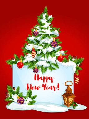 Çam ağacı ile tatil tebrik kartı