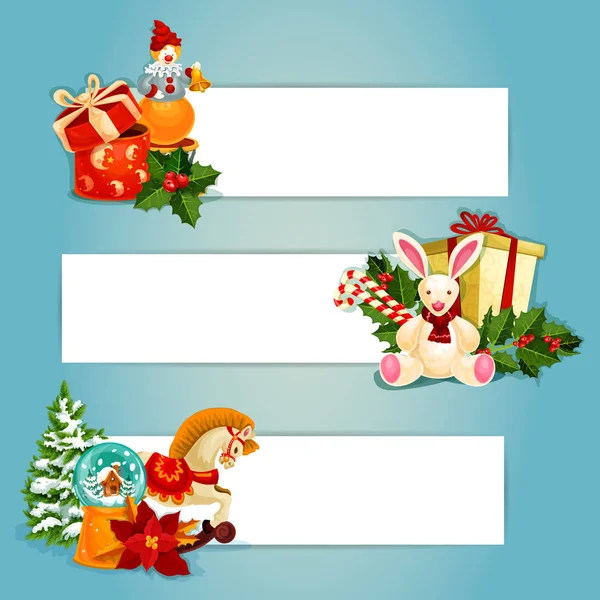 Holiday játékok bannerek díszlet — Stock Vector