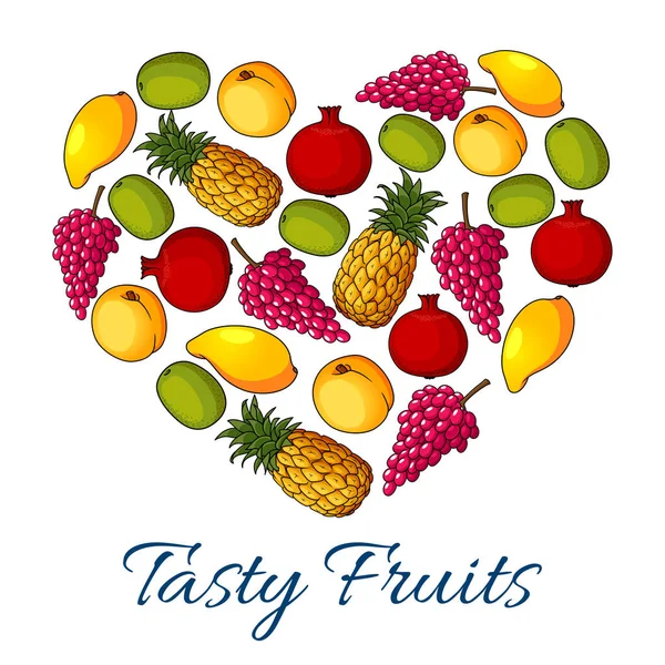 Forma de corazón de frutas y bayas — Archivo Imágenes Vectoriales