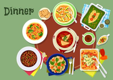 Restoran akşam yemekleri simge menü tasarımı için