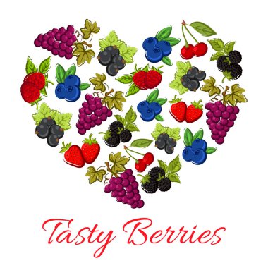 Vektör şekli kalp içinde çilek meyve