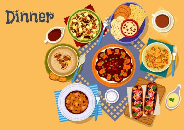 Salata ve çorba ile sağlıklı öğle yemeği menüsü simgesini