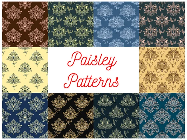 Paisley florale nahtlose Muster gesetzt — Stockvektor