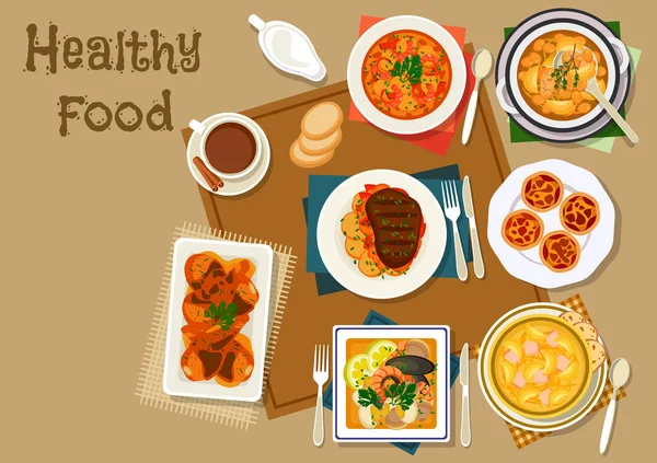 Jantar português prato ícone para comida saudável —  Vetores de Stock
