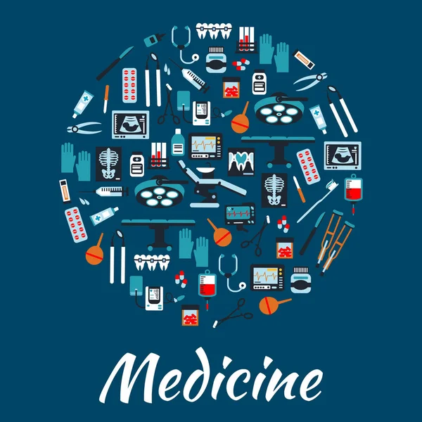 Orvosi ikonok és szimbólumok plakát — Stock Vector