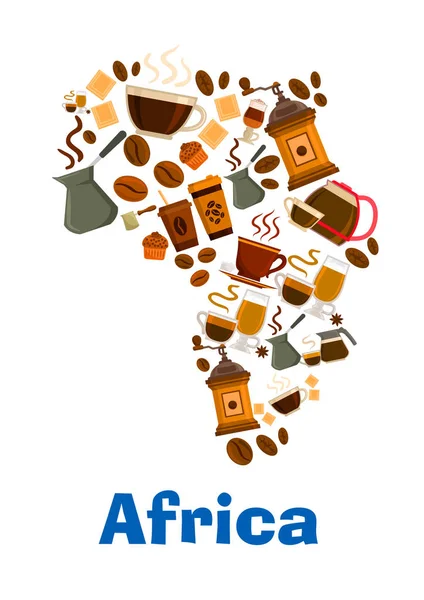Modello di caffè a forma di continente africano — Vettoriale Stock