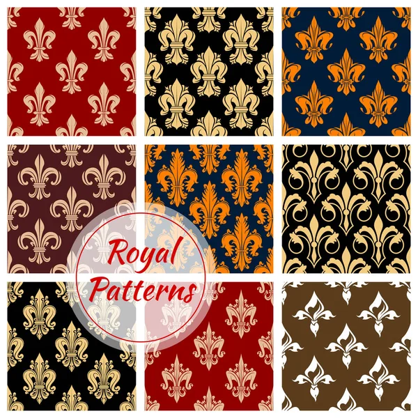 Royal fleur-de-lis floral heraldic flowery pattern — Stock Vector