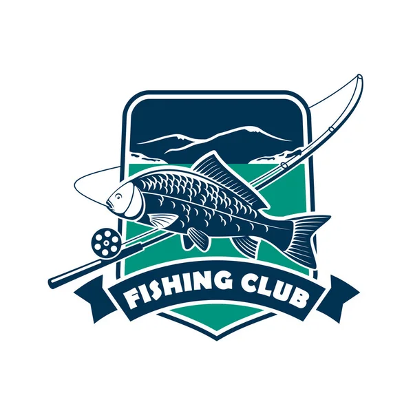 Stemma del club di pesca per lo sport dei pescatori — Vettoriale Stock