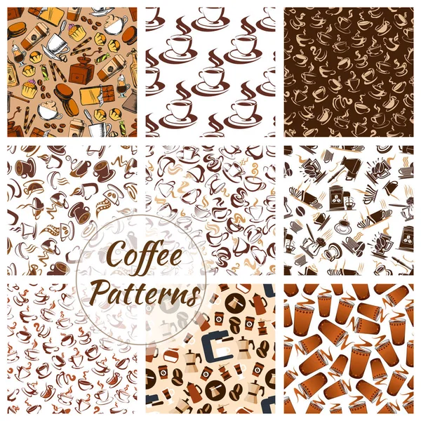咖啡和甜点的无缝模式设置 — 图库矢量图片