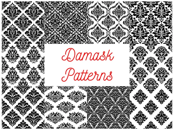 Damask ornate tracery seamless patterns set — Stock Vector