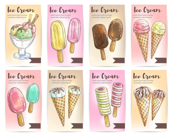 Ice cream menu card template — Stock Vector