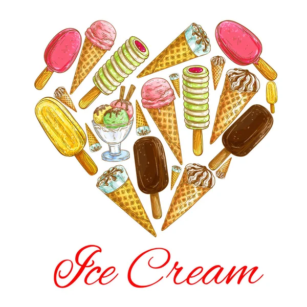 Ice cream seamless sketch pattern background — Stock Vector