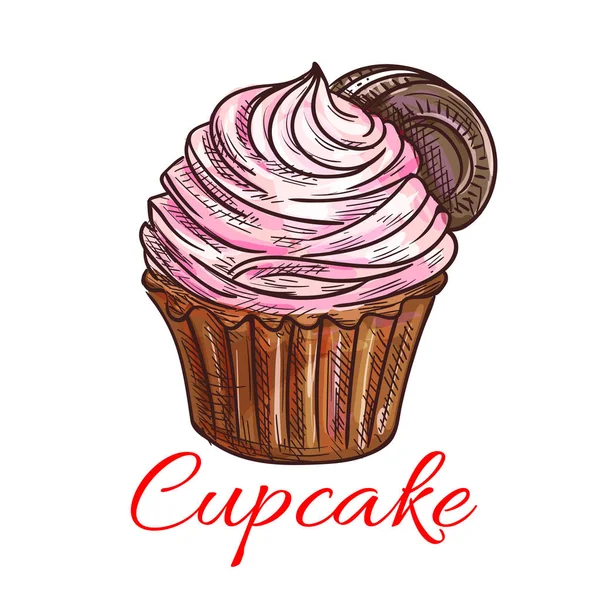 Cupcake crème icône dessert sucré — Image vectorielle