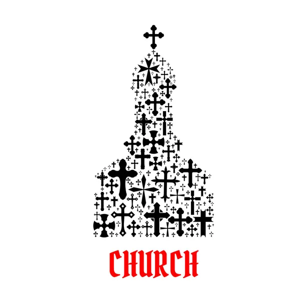 Ikone der Kirche. Religion kreuzt christliche Symbole — Stockvektor