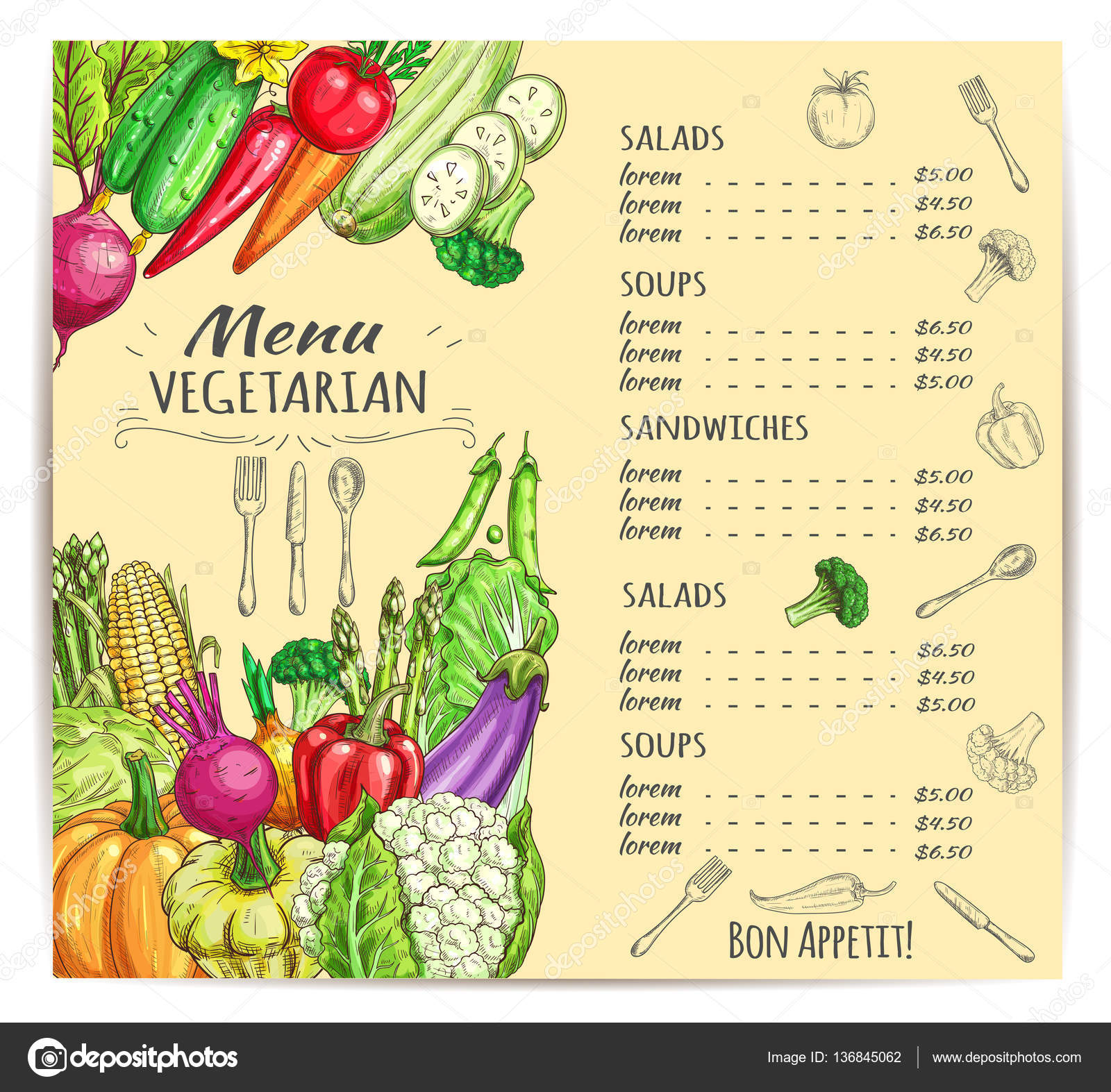 menu avec des legumes menu avec des legumes