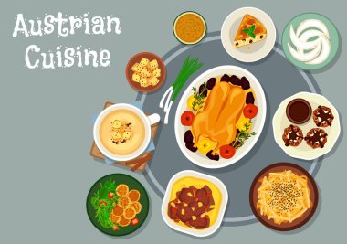 Avusturya mutfağı yemek simge menü tasarımı için
