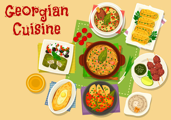 Georgian cuisine meat and vegetable dishes icon