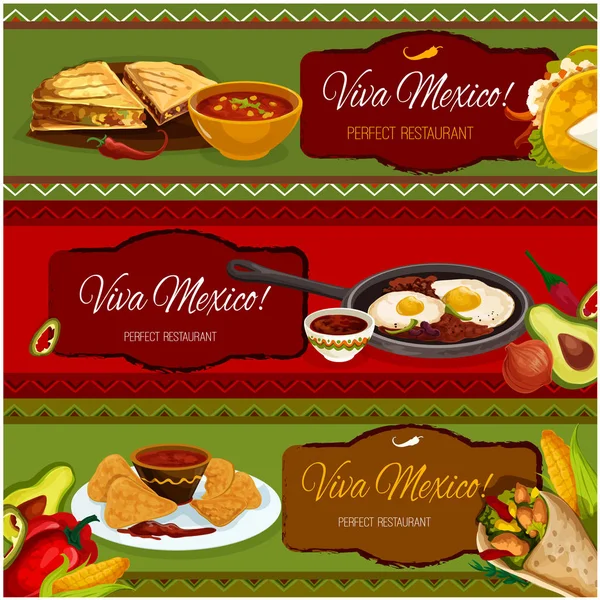 Cucina messicana ristorante banner set design — Vettoriale Stock