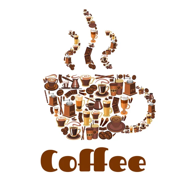 Αφίσα φλιτζάνι καφέ για ποτό και φαγητό θέμα σχεδιασμού — Διανυσματικό Αρχείο