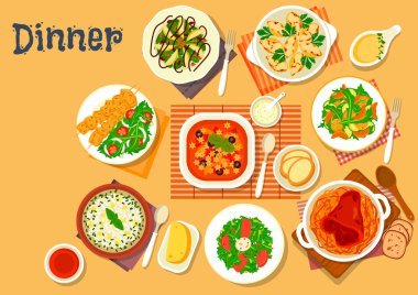 İtalyan, Alman mutfağı yemekleri ile akşam yemeği simgesi