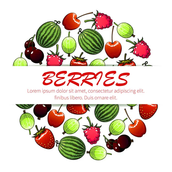 Berry owoców plakat projekt z jedzeniem i piciem — Wektor stockowy