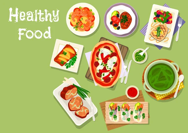 健康食品设计午餐餐菜图标 — 图库矢量图片