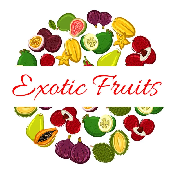 Egzotik meyve daire poster sağlıklı gıda tasarımı için