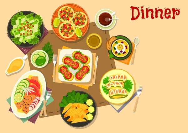 Icône des hors-d'œuvre populaires pour la conception d'aliments sains — Image vectorielle