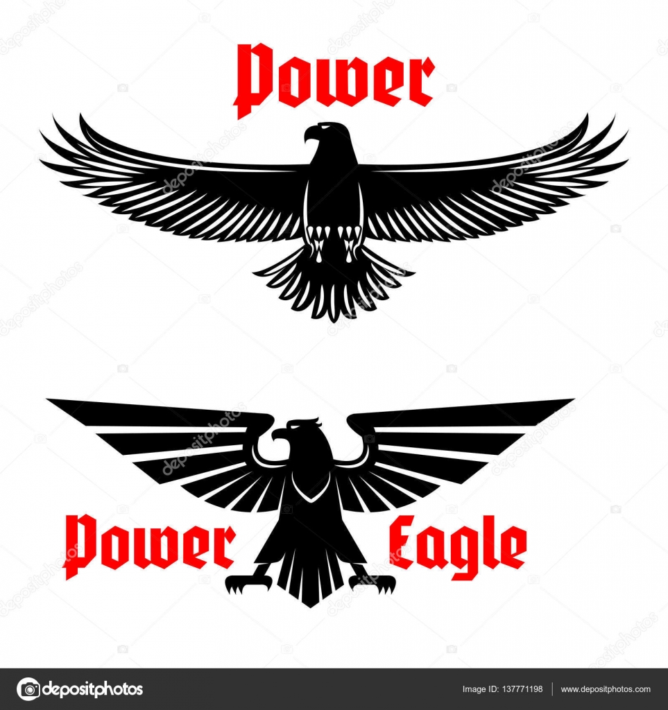 Image vectorielle Icône d'aigle de puissance ou ensemble de symboles d'oiseaux  héraldiques par ©VectorTradition - 137771198, image size:963x1024