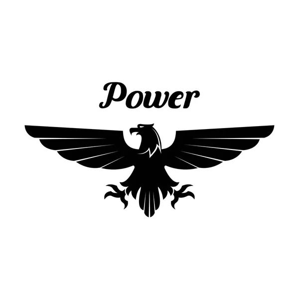 Heraldic black eagle or vulture vector icon — Stock Vector