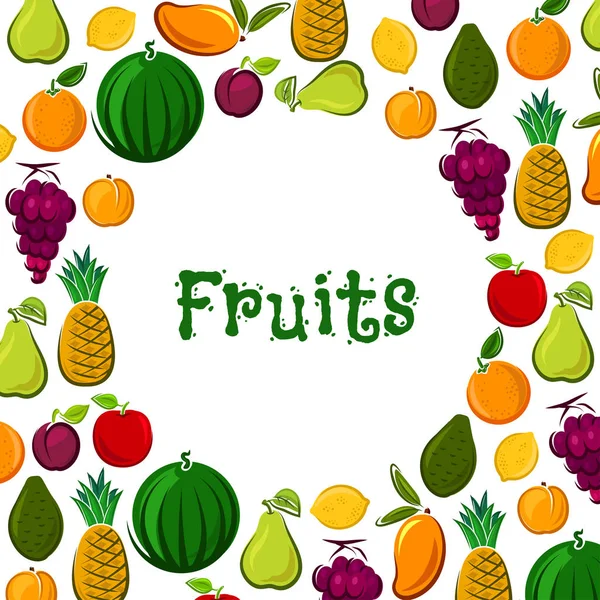 Cartaz de frutas de frutas exóticas, fazenda vetor fresco — Vetor de Stock