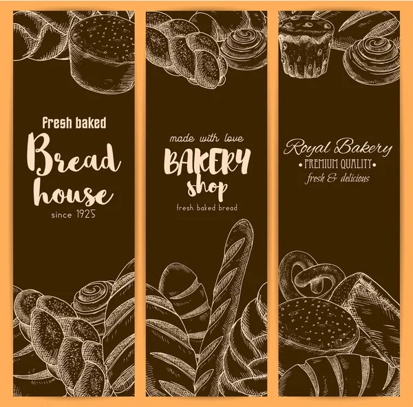 Bannières de maison de pain pour croquis vectoriel de boulangerie — Image vectorielle