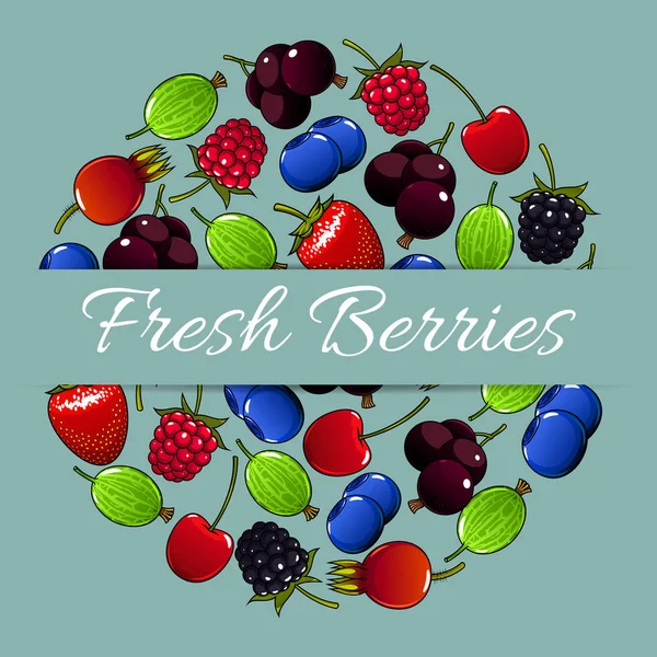 Cartaz de vetor de frutas de bagas frescas — Vetor de Stock