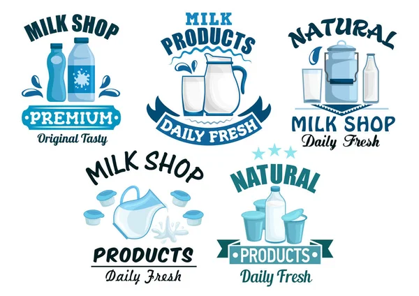 Icone vettoriali del latte e dei prodotti lattiero-caseari — Vettoriale Stock