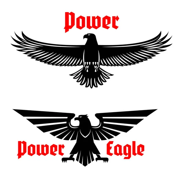 Power eagle icon or heraldic bird symbols set — Stock Vector