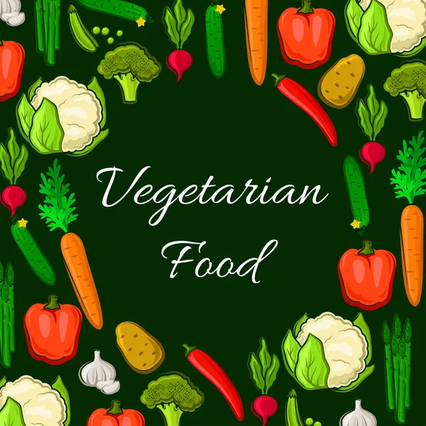 Vegetariánská strava zelenina vektor plakát — Stockový vektor