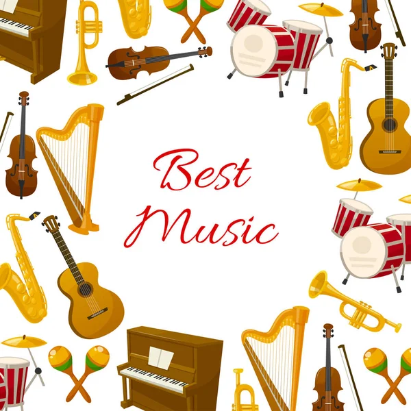 Melhor cartaz vetor de música de instrumentos musicais —  Vetores de Stock